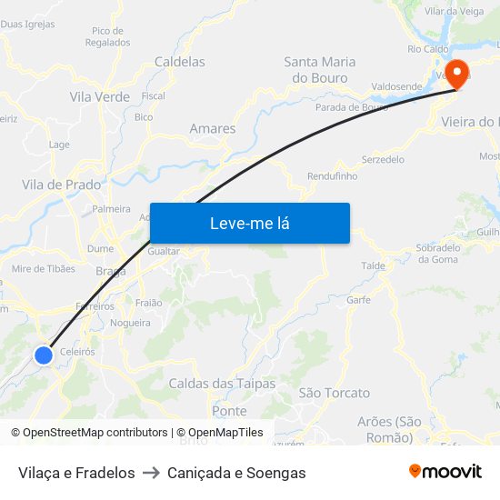 Vilaça e Fradelos to Caniçada e Soengas map