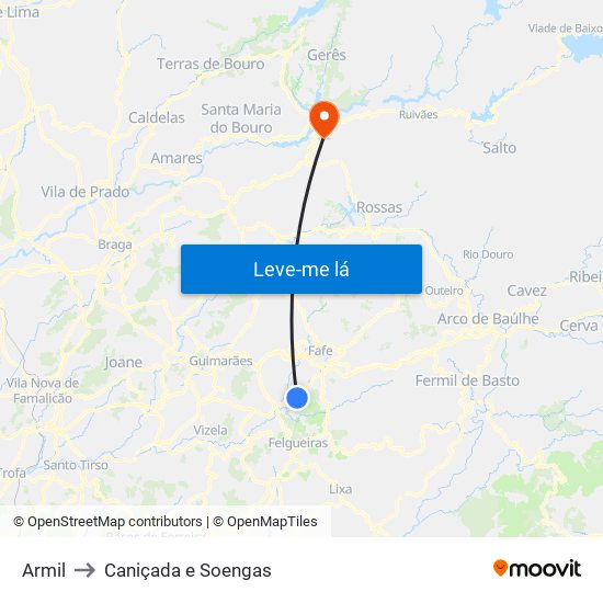 Armil to Caniçada e Soengas map