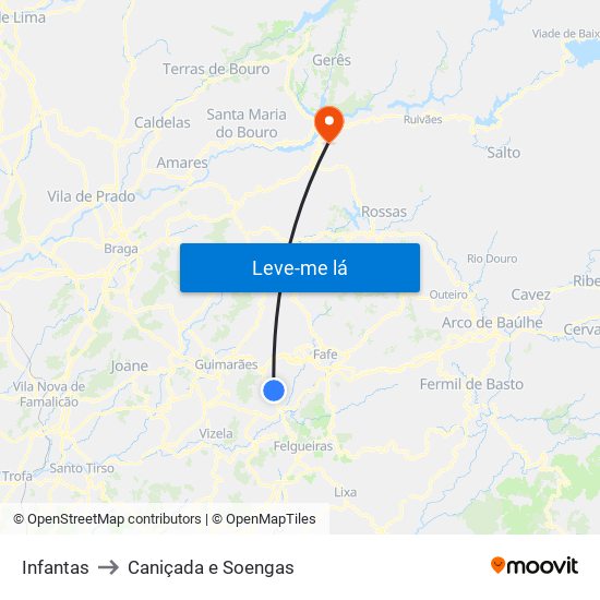 Infantas to Caniçada e Soengas map