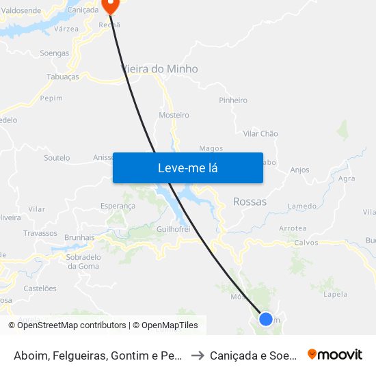 Aboim, Felgueiras, Gontim e Pedraído to Caniçada e Soengas map