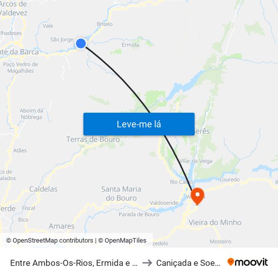 Entre Ambos-Os-Rios, Ermida e Germil to Caniçada e Soengas map