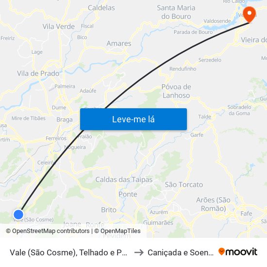 Vale (São Cosme), Telhado e Portela to Caniçada e Soengas map