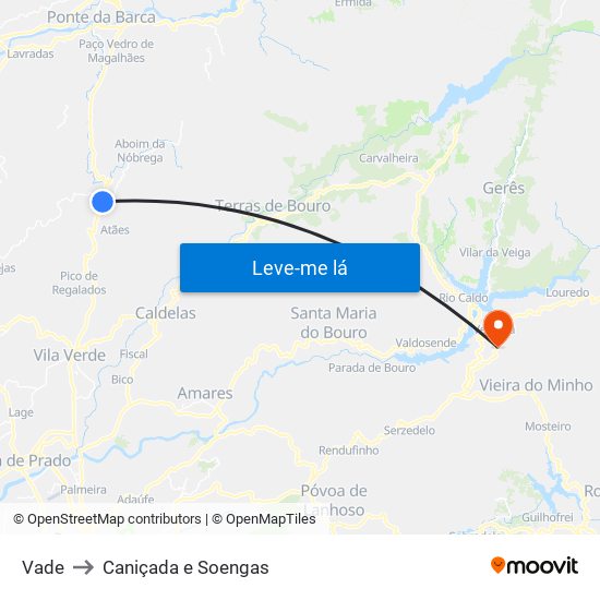 Vade to Caniçada e Soengas map