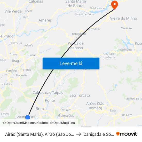 Airão (Santa Maria), Airão (São João) e Vermil to Caniçada e Soengas map