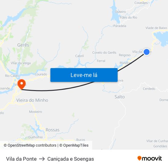 Vila da Ponte to Caniçada e Soengas map