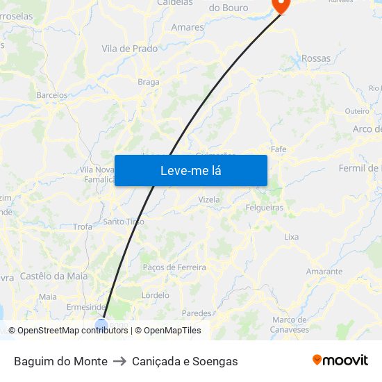 Baguim do Monte to Caniçada e Soengas map