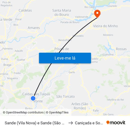 Sande (Vila Nova) e Sande (São Clemente) to Caniçada e Soengas map