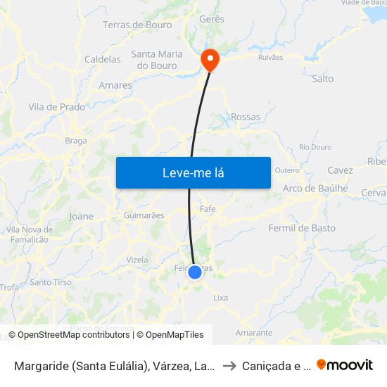 Margaride (Santa Eulália), Várzea, Lagares, Varziela e Moure to Caniçada e Soengas map