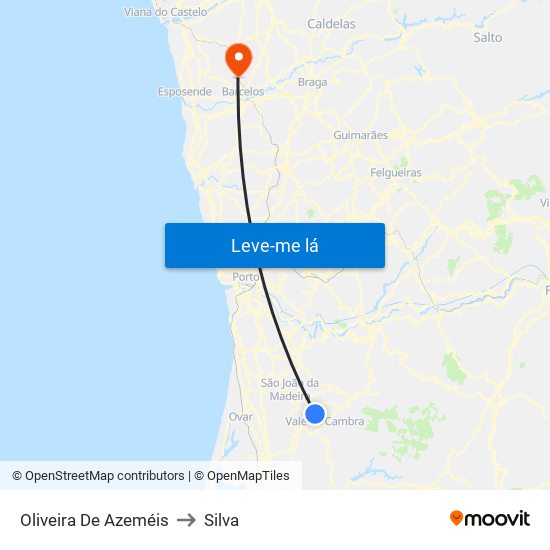 Oliveira De Azeméis to Silva map