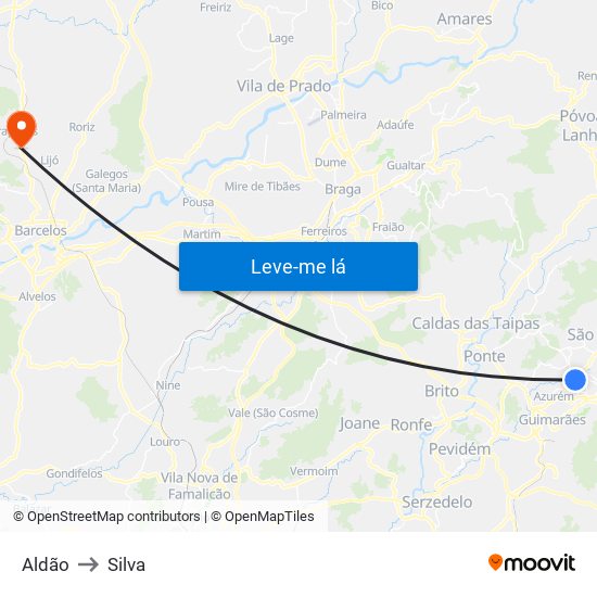 Aldão to Silva map