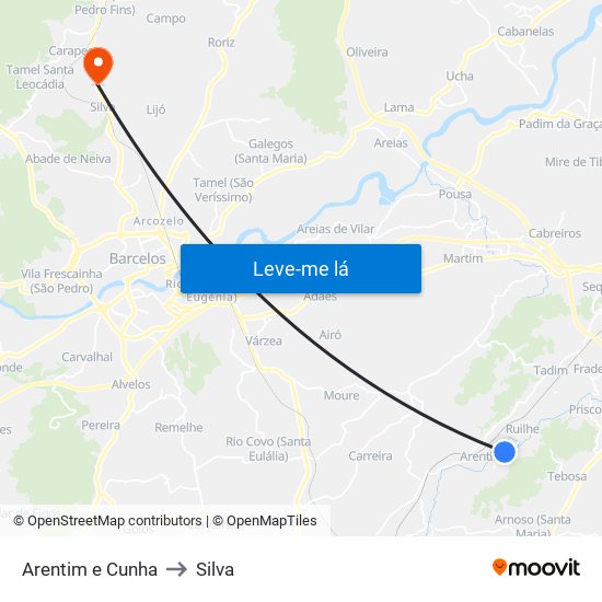 Arentim e Cunha to Silva map