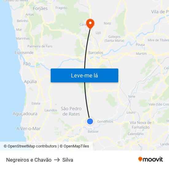 Negreiros e Chavão to Silva map