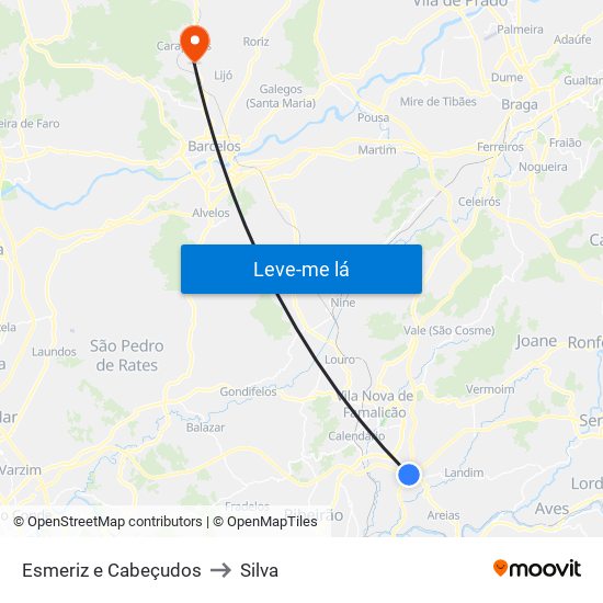 Esmeriz e Cabeçudos to Silva map