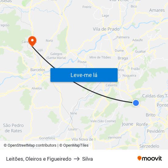 Leitões, Oleiros e Figueiredo to Silva map