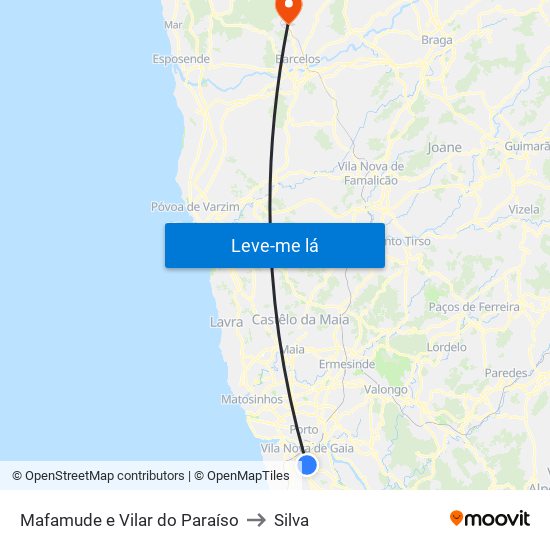 Mafamude e Vilar do Paraíso to Silva map