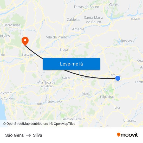 São Gens to Silva map