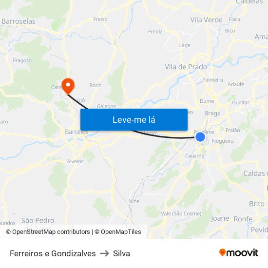 Ferreiros e Gondizalves to Silva map