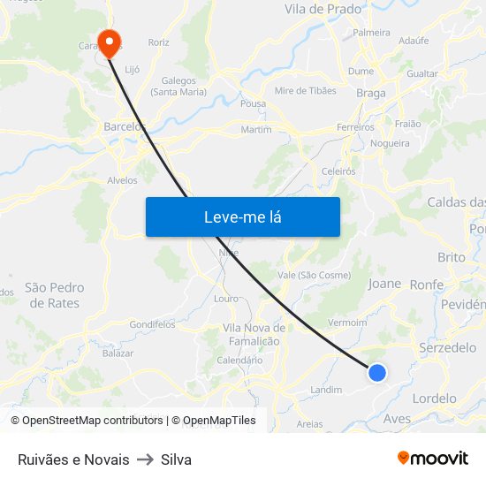 Ruivães e Novais to Silva map