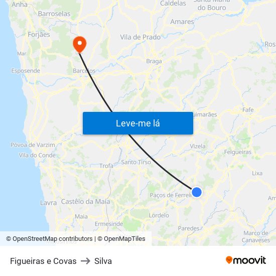 Figueiras e Covas to Silva map