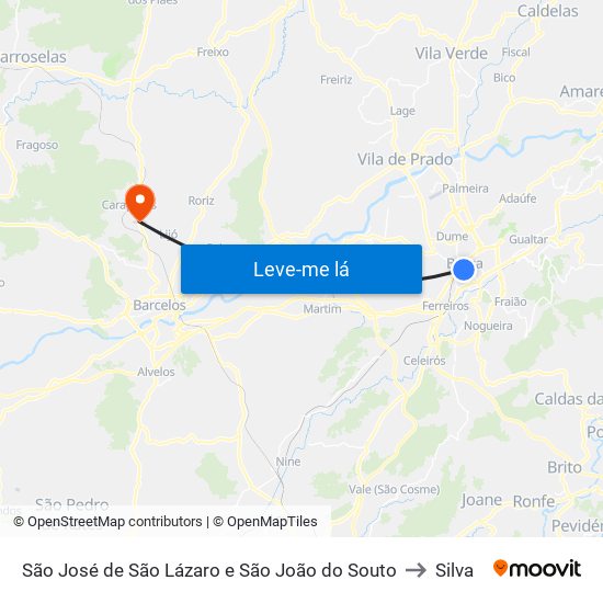 São José de São Lázaro e São João do Souto to Silva map