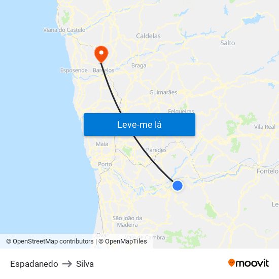 Espadanedo to Silva map