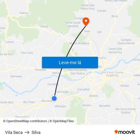 Vila Seca to Silva map