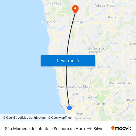São Mamede de Infesta e Senhora da Hora to Silva map