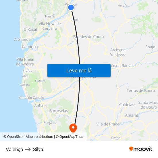 Valença to Silva map