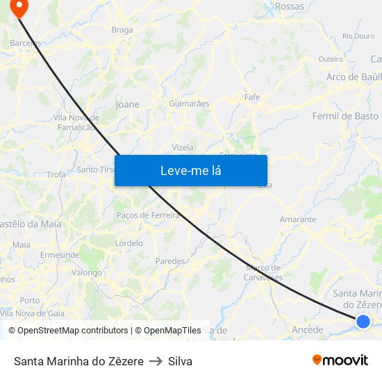 Santa Marinha do Zêzere to Silva map