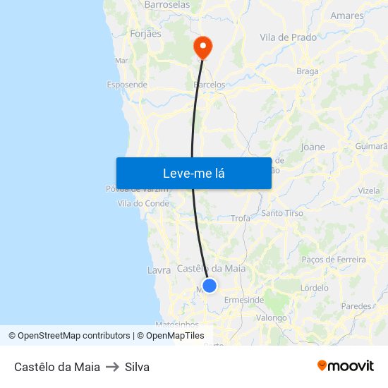 Castêlo da Maia to Silva map