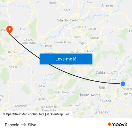 Pencelo to Silva map