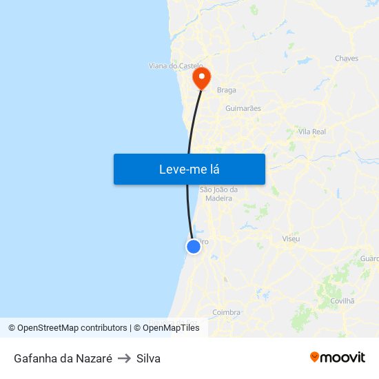 Gafanha da Nazaré to Silva map