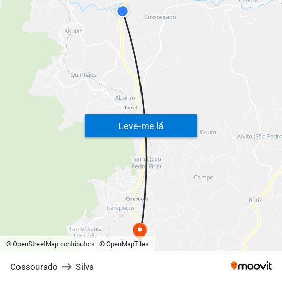 Cossourado to Silva map