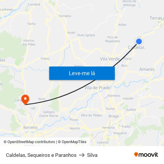 Caldelas, Sequeiros e Paranhos to Silva map