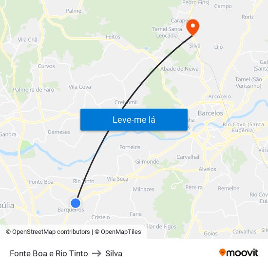 Fonte Boa e Rio Tinto to Silva map