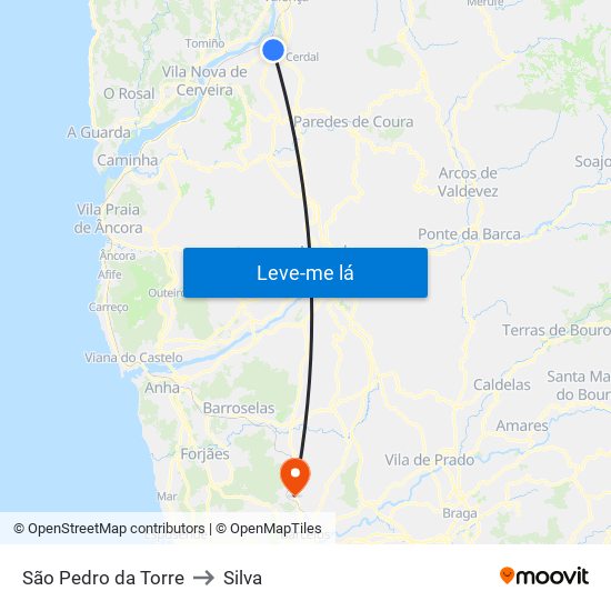 São Pedro da Torre to Silva map