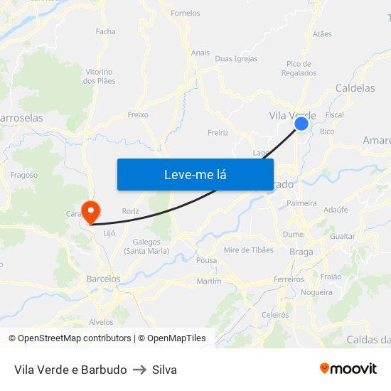 Vila Verde e Barbudo to Silva map