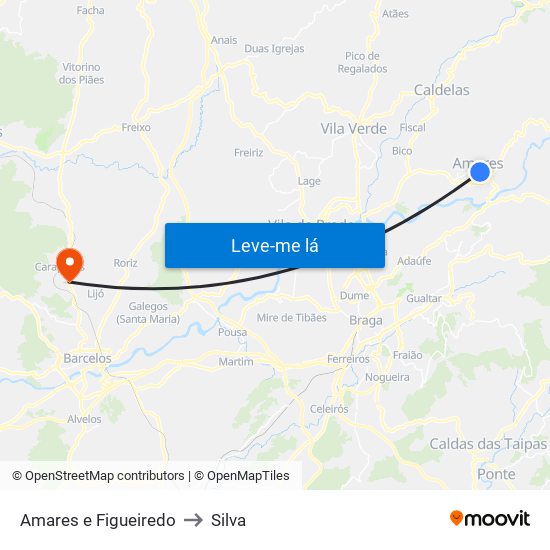 Amares e Figueiredo to Silva map