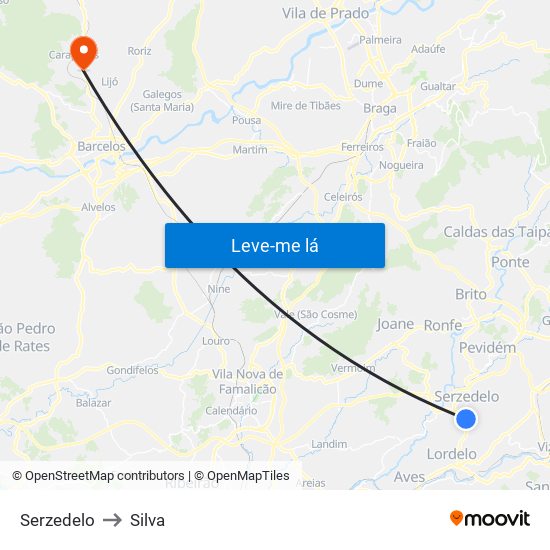 Serzedelo to Silva map