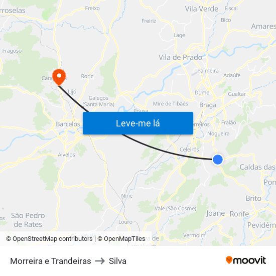 Morreira e Trandeiras to Silva map