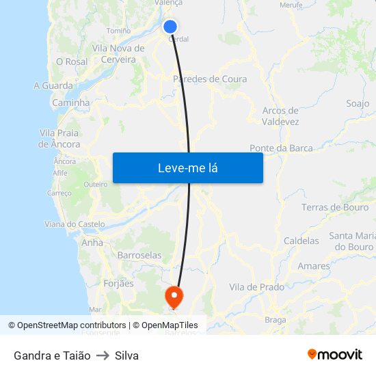 Gandra e Taião to Silva map
