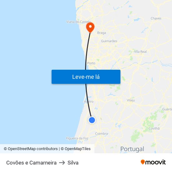 Covões e Camarneira to Silva map