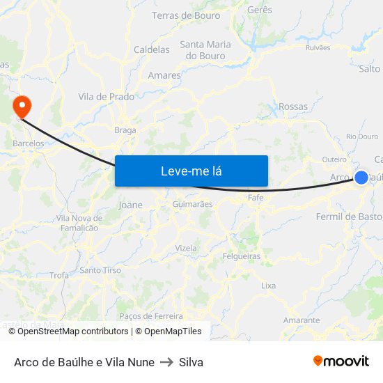 Arco de Baúlhe e Vila Nune to Silva map