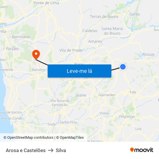 Arosa e Castelões to Silva map
