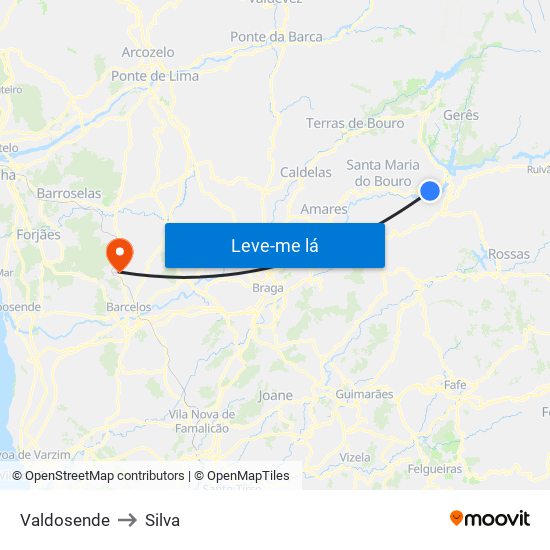 Valdosende to Silva map