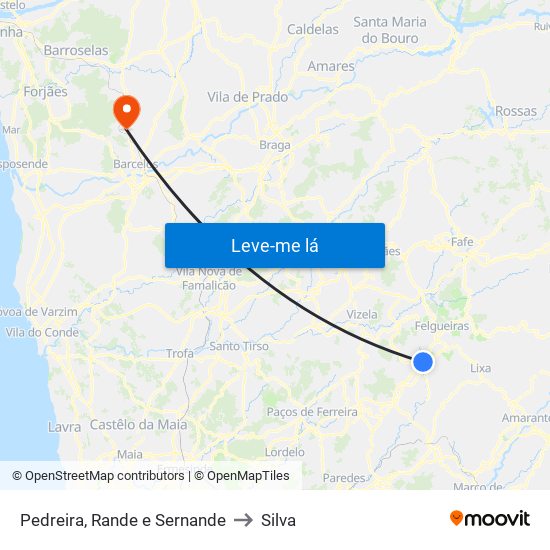 Pedreira, Rande e Sernande to Silva map