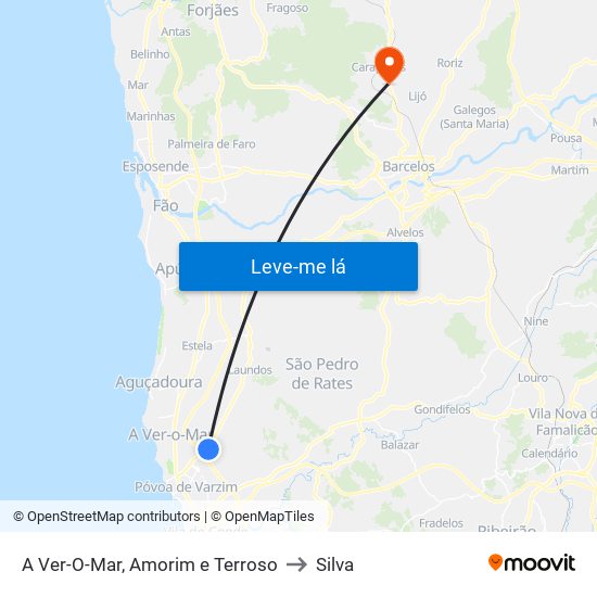 A Ver-O-Mar, Amorim e Terroso to Silva map