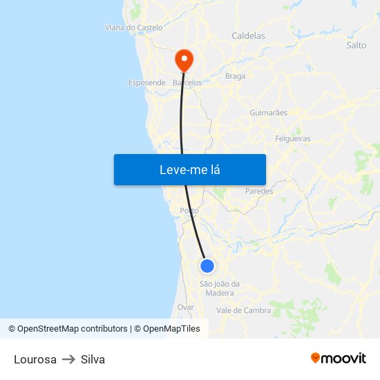 Lourosa to Silva map