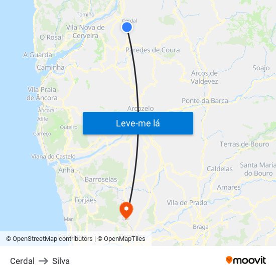 Cerdal to Silva map