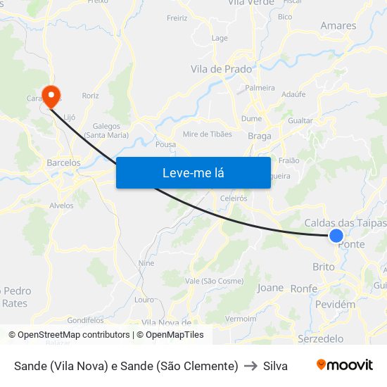 Sande (Vila Nova) e Sande (São Clemente) to Silva map